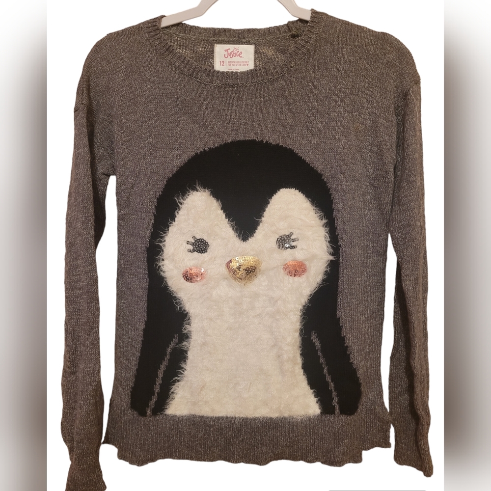 JUSTICE Penguin Sweater Sz 12